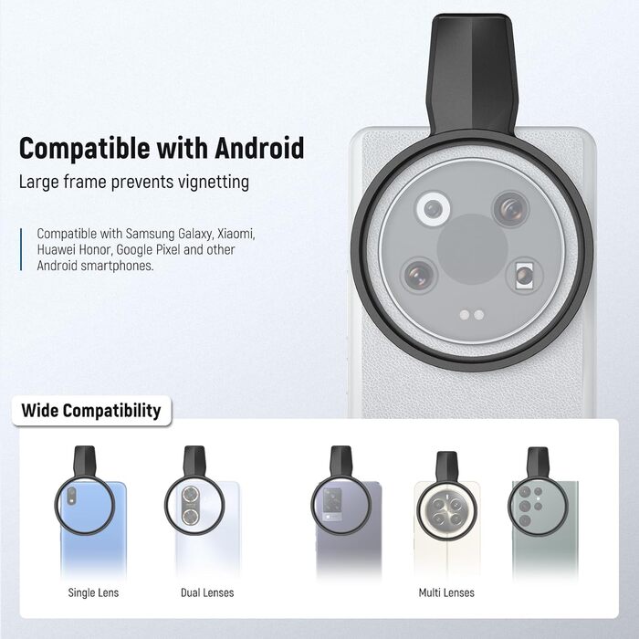 NEEWER 67mm Кріплення для CPL фільтра для смартфонів: циркулярний поляризаційний фільтр для об'єктивів камери, фотографія, сумісний з Android, Samsung Galaxy S25 Ultra, Google Pixel, Huawei, Xiaomi