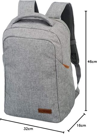 Travelite Security Backpack with Back Zipper, SAFETY Daypack, BASICS, Travel Backpack with Anti-Theft Features and Laptop Compartment up to 15.6 inches, 46 cm, 23 liters (Light Grey)