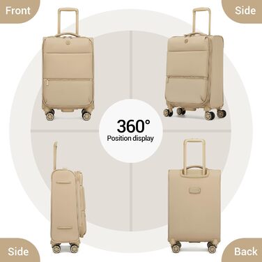 Чемодан Miss Lulu ручної об'єм, 59.5 x 36.5 x 25 см, зелений, з відділенням для мокрого/сухого, на 4 колесах, для коротких поїздок та ділових подорожей