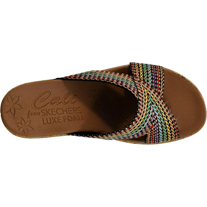 Босоніжки жіночі Skechers Beverlee-Delighted на танкетці, 37 EU, широка колодка, багатокольорові