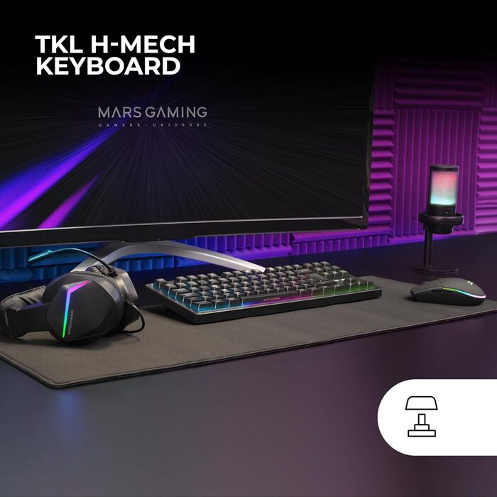 Ігрова комбо MARSGAMING MCP124 3в1: Клавіатура H-Mech LED RGB, Миша 3200DPI HUANO, Килимок Nanotextil 360x260mm, Підтримка Multiplatform, Іспанська розкладка, Чорний колір