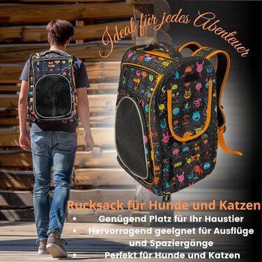 Рюкзак для собак та котів, до 5 кг, ергономічний, з вентиляцією, для подорожей (Помаранчевий)