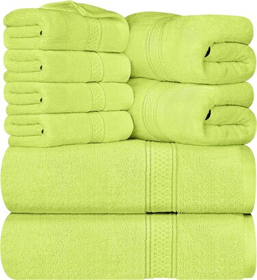Utopia Towels 8-Piece Towel Set, Sage Green, 2 Bath Towels, 2 Hand Towels, and 4 Washcloths, 100% Cotton