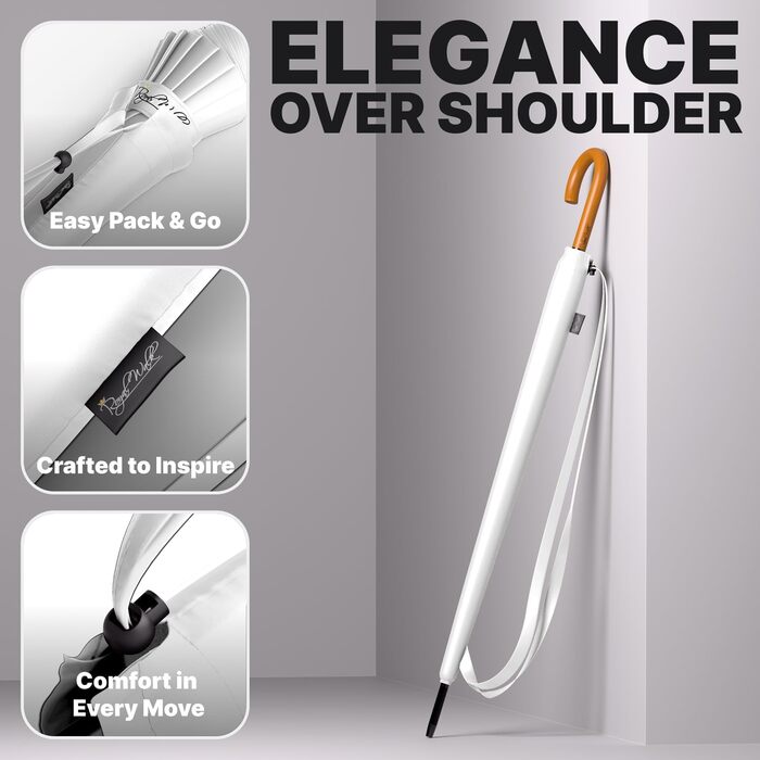 Гольф-парасолька Royal Walk XXL 120см для 2 особи, автоматична, вітростійка, з дерев'яною ручкою