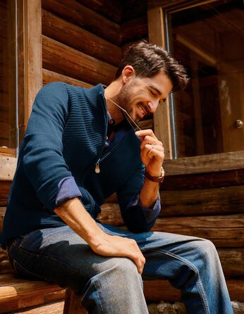 Кардиган чоловічий PJ PAUL JONES з блискавкою та стійким коміром, грубий в'язання (XL, Синій)