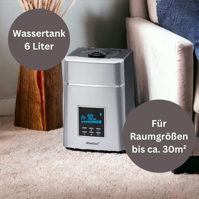 Зволожувач повітря Steba LB 5 з ультразвуковим зволоженням, 6 л бак, таймер 12 год, 3 швидкості