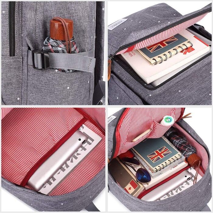 Жіночий рюкзак Kaukoo для студентів, ноутбука, подорожей. Сірий, універсальний розмір