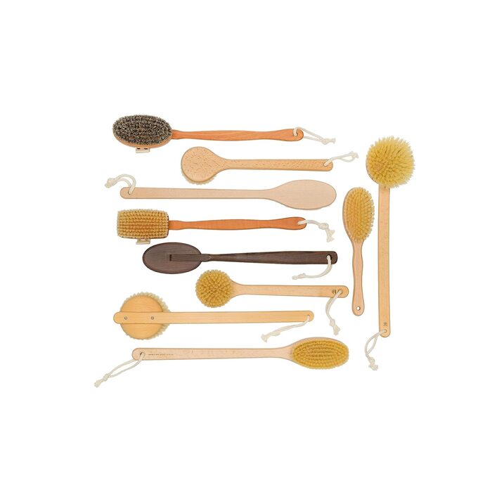 Redecker bath and foot brush with extra-long handle made of oiled beechwood, stiff Tampico fiber bristles, exfoliating skin, 61 cm, Made in Germany