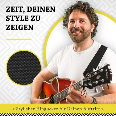 Гітарний ремінь Belfort® для електрогітари, акустичної гітари, класичної гітари, бас-гітари та укулеле. З мікрофібри, з інструкцією (чорний)