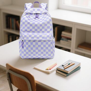 Шкільний рюкзак LEDAOU для хлопчиків та дівчаток-підлітків, білий з ромашками, чорний, фіолетовий та білий, для повсякденного використання