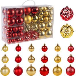 Набір прикрас для ялинки Homewit 105 шт. Золотий, пластикові ялинкові кулі з гачками, набір ялинкових прикрас для дому