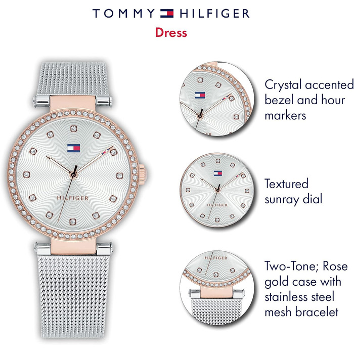 Годинник Tommy Hilfiger для жінок: аналоговий кварц з сітчатим браслетом з нержавіючої сталі (1782506)