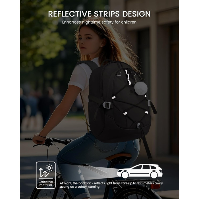 LOVEVOOK Рюкзак для підлітка, шкільний рюкзак для дівчинки 5 клас, рюкзак для дитини з нагрудною стрічкою, легка жіноча сумка, дитячий рюкзак LOVEVOOK від 8 років для школи, університету, дозвілля, 15.6' (Чорний, 17,3 дюйми)