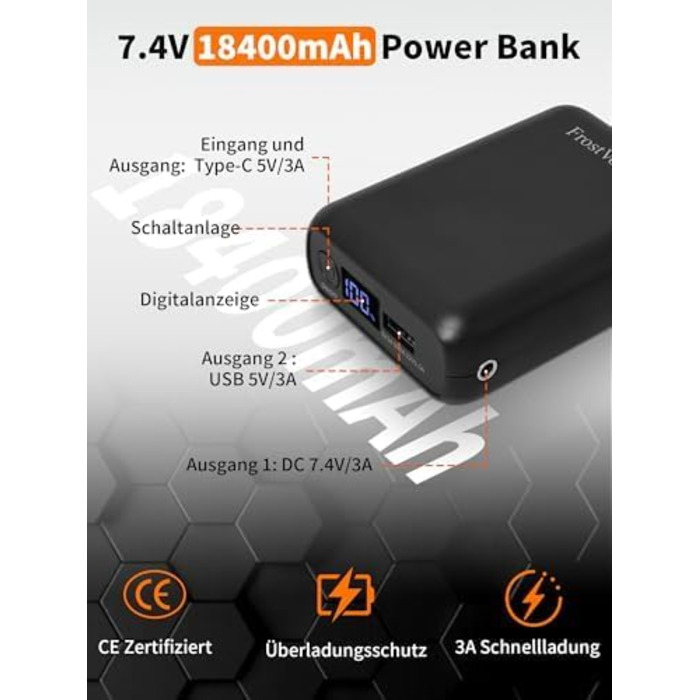 Обогреваемая жилетка для женщин и мужчин с Powerbank 18400mAh, флисовая жилетка с аккумулятором, 10 зон обогрева, теплая флисова жилетка для велоспорту, активного отдыха, черная XXL