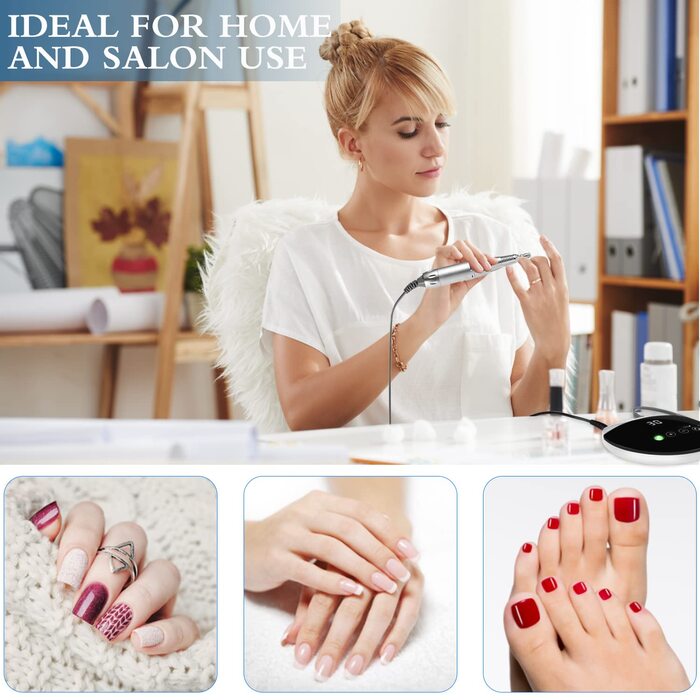 Електрична нігтьова фрезер ENGERWALL для гель-лаку, 35000 об/хв з LCD екраном та сенсорними кнопками. Професійний набір для манікюру та педикюру, догляд за нігтями, дизайн нігтів. Професійний, з підключенням.