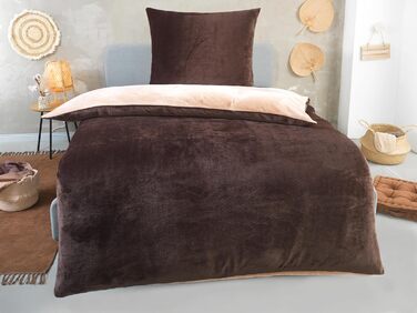 Комплект постільної білизни DreamHome Winter Wende з плюшу 135x200, Nicky-Teddy, Cashmere Touch, кораловий фліс, колір: коричнево-бежевий