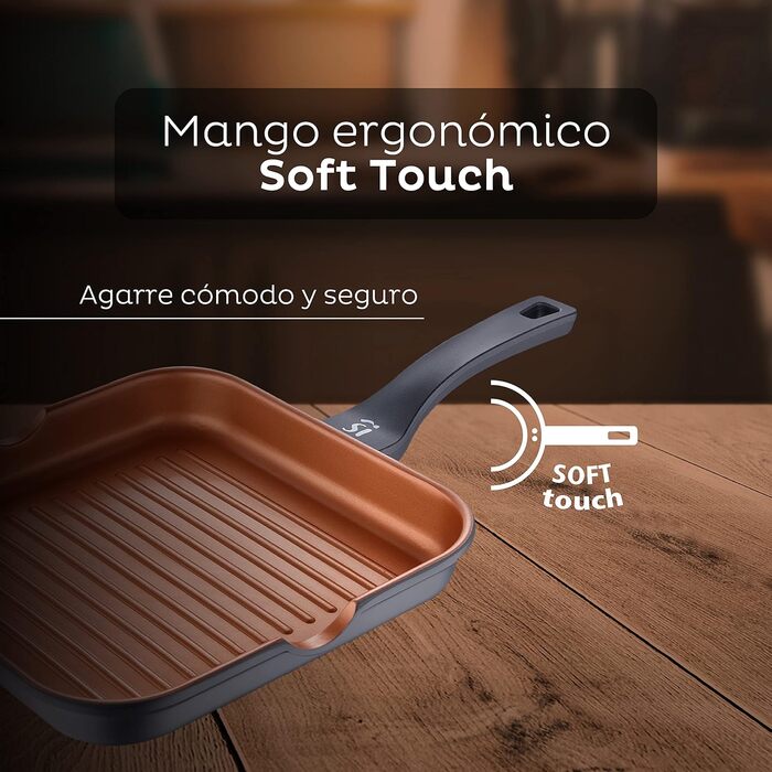 Гриль сковорода San Ignacio Bronze 28x28 см, алюмінієва з антипригарним покриттям, для всіх типів плит