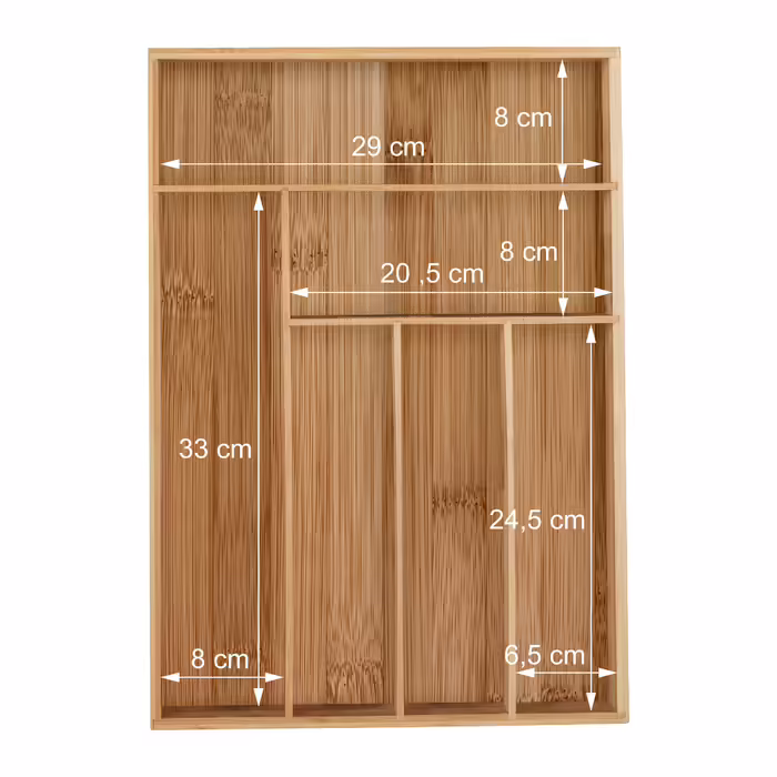 Relaxdays Bamboo Cutlery Box with 6 Compartments