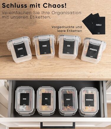 Набір контейнерів для зберігання Deco haus® 24 шт. з кришкою, герметичні - для кухні, паста, мюслі, борошно