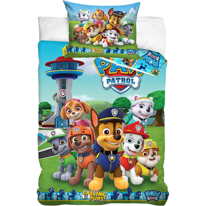 Комплект постільної білизни для дитячого ліжечка Paw Patrol: 100x135 см + 40x60 см, бавовна, 2 шт.