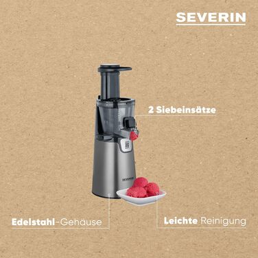 Електрична повільна соковижималка Severin для овочів та фруктів, Slow Juicer, 1.0 л