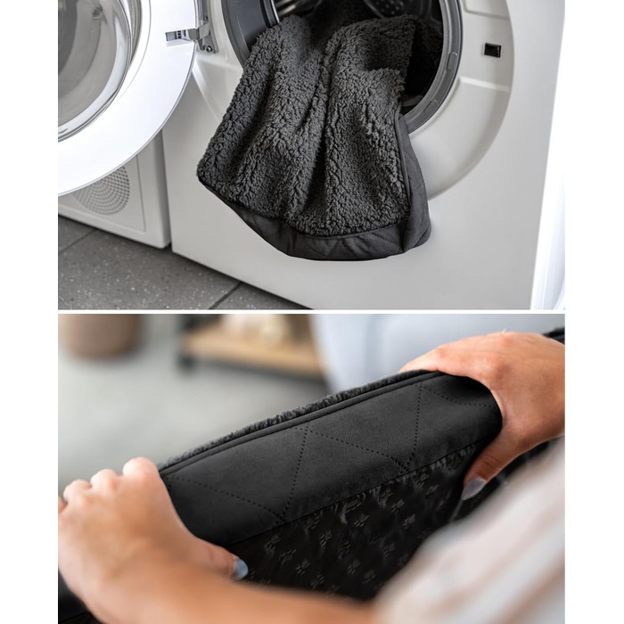 Ортопедичне ліжко для собак Lionto, 60x40x8 см, міцне, з м'яким плюшем, знімний та пральний чохол, водовідштовхувальне, для собак та котів (60x40x8 см, чорне)