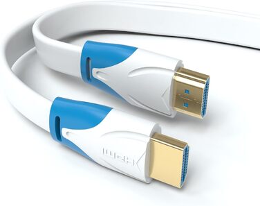 Плоский HDMI 2.0 кабель JAMEGA 5m, білий | 4K@60Hz, Ultra HD, HDR, Ethernet | Підтримка HDMI 2.0a/b, 2.0, 1.4a