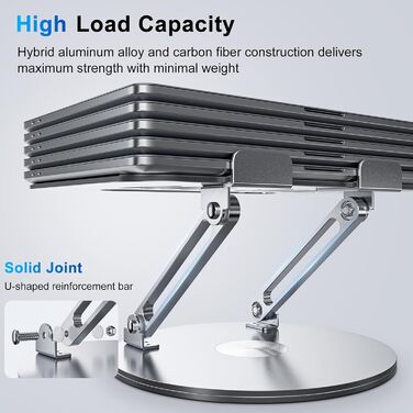 Підставка для ноутбука регульована по висоті, складана, ергономічна з вентиляцією та 360° поворотом, вертикальна, сумісна з MacBook, Dell, HP, 11-16'