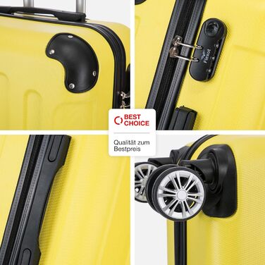 Чемодан Flexot® F-2045, набір 3 шт. (16 кольорів) - ручна поклажа, валіза, тривалий термін служби, твердий корпус (XL, світло-жовтий)