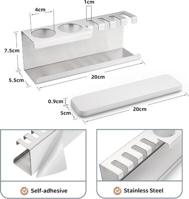 Тримач для електричної зубної щітки, нержавіюча сталь, кріплення на стіну без свердління, універсальний для насадок (сріблястий)