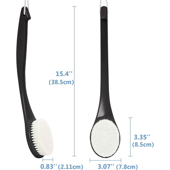 Масажна щітка для тіла з довгим руків'ям - чорна (PE) для пілінгу та масажу