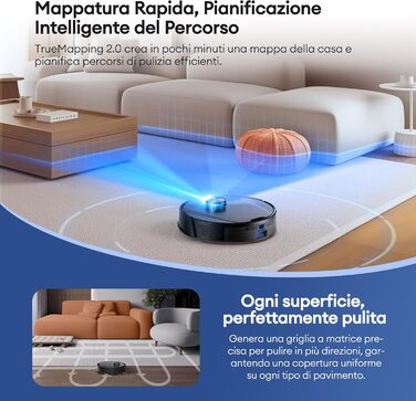 Робот-пилосос Ultenic з функцією миття 6000Pa, LiDAR-навігація, 3-в-1, 150 хв роботи, керування через додаток, для шерсті тварин, килимів та твердих підлог