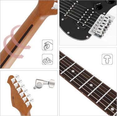 Електрогітара Eastrock E Gitarre Set 39 дюймів з аксесуарами (біла)