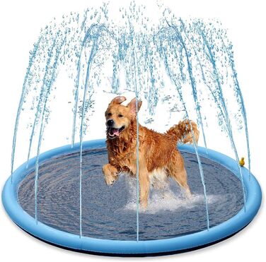 Refreshing Splash Sprinkler for Dogs - 170cm Dog Pool for Large Water Toy - Dog Water Play Mat Pool Fountain Splash Pad (Splash Pad-150cm)