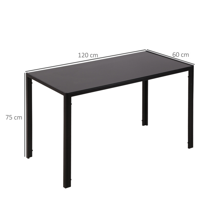 HOMCOM LED Dining Table Kitchen Table for 4 People, Tempered Glass & Metal, Black, 120x60x75cm, modern & stylish