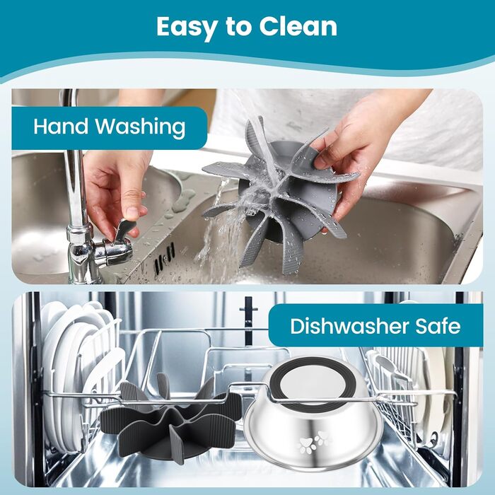 PETTOM Набір з 2 мисок для собак з нержавіючої сталі з антизаковтуванням, 2-в-1, об'єм 1560 мл, з антиковзним силіконовим дном, Ø21 см. Підходить для великих та середніх собак