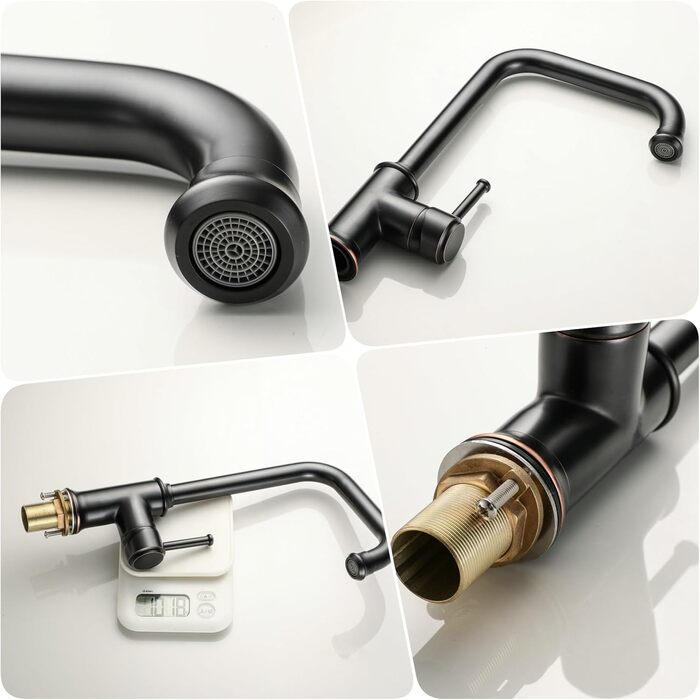 Кухонний змішувач з поворотним виливом 360°, чорний, для кухні