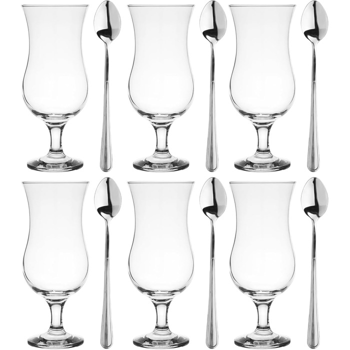 Бокали для коктейлів Glasmark KROSNO 1992 з ложками, 6 шт, 420 мл - склянки для пива, кави, води, міцні