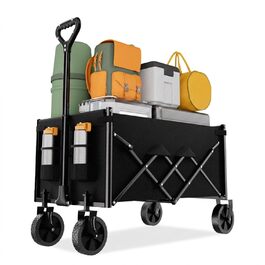 Favoyard XXL Візок-садок 100л, вантажність 163кг, складаний, з гальмом та колесами для бездоріжжя - Чорний