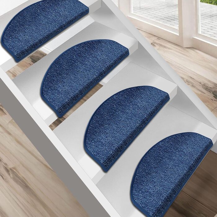 Килимок на сходинки Floordirekt 15 шт., 65x23 см, темно-синій (Лондон), самоклеючий, для внутрішніх сходів