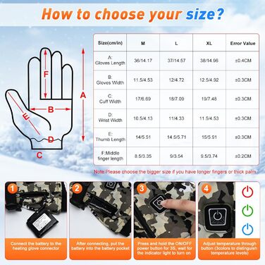 Греючі рукавиці для чоловіків та жінок, 7.4V 3000mAh, акумулятор, сенсорний екран, для катання на лижах, кемпінгу, їзди на велосипеді, 3 рівні нагріву