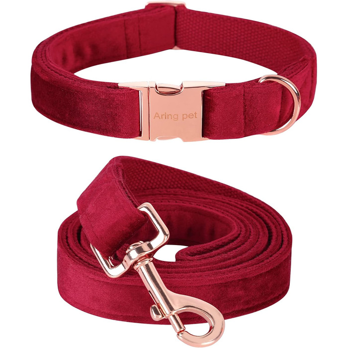 Нашийник та поводок для собак Aring Pet: надійний комплект для малих, середніх та великих собак (червоний, на Новий рік)