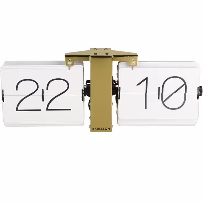 Karlsson KA5601WH Flipwatch without case, white, brass metal stand, white, 8.5 x 36 x 14 cm, novelty item