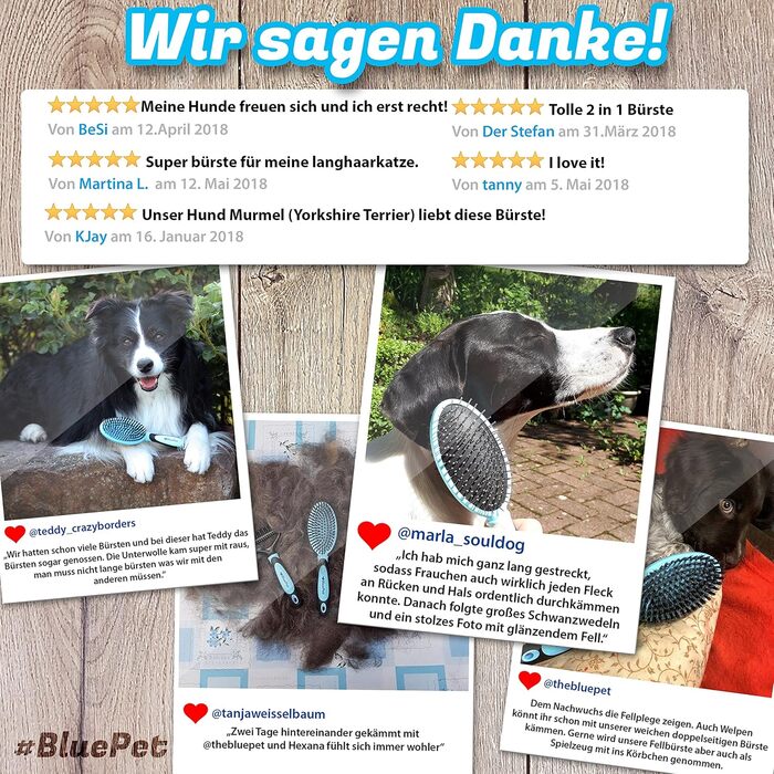 Щітка для собак BluePet 2в1 для довгої та короткої шерсті, для цуценят та котів. Розчісує, розплутує, вичісує. Універсальна щітка-щітка (Блакитна, M-L)