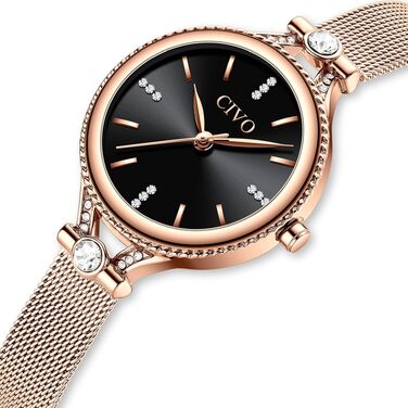 Жіночий кварцовий годинник CIVO A-4 Rosegold: мінімалістичний аналоговий годинник на шкіряному ремінці, водонепроникний