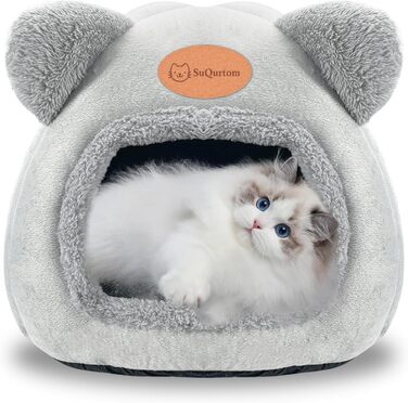 Кігтеточка-будиночок для котів, м'яке ліжко-хатинка, тепла кімната для відпочинку, сірий колір