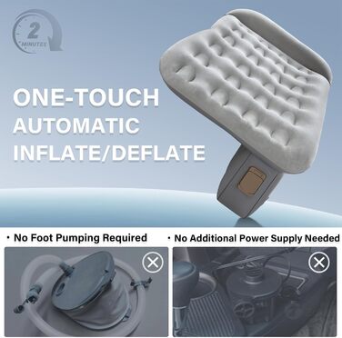 Автоматичний надувний матрац для заднього сидіння авто Coverado - сірий, універсальний, з вбудованим насосом та подушками