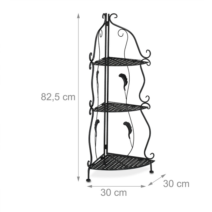 Relaxdays Metal Corner Shelf with 3 Tiers