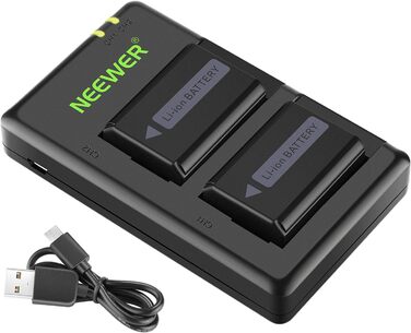 NEEWER NP-FW50 Зарядний комплект акумуляторів для камер Sony (2 шт., 1100mAh, Micro USB)