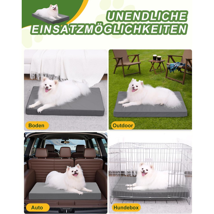 Ортопедичне ліжко для собак великих порід, 119x73 см. Знімний чохол з екошкіри, м'яке лежання, для дому та вулиці (73x45x7 см, сірий)